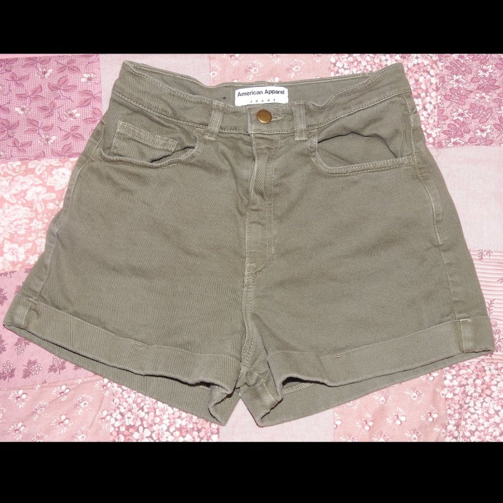 American Apparel Olive Denim Shorts